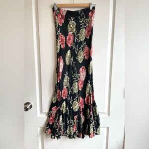 Vintage Y2K Floral Flare Trumpet Skirt Size Small Fairy Romantic Coquette